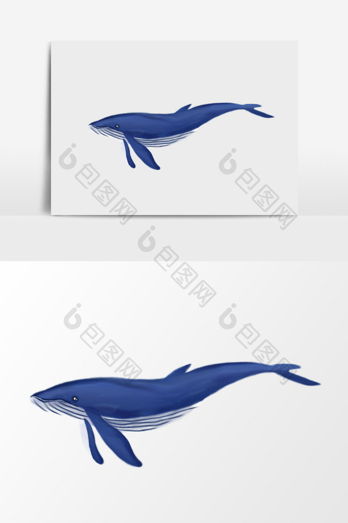 水彩卡通蓝色鲸鱼