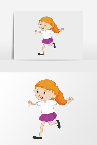 卡通可爱短裙跑步女孩图片