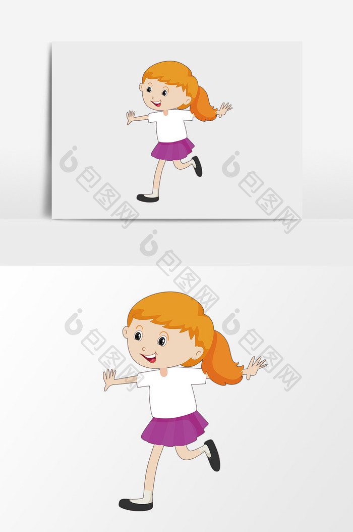 卡通可爱短裙跑步女孩