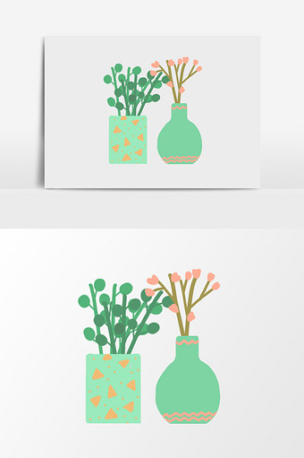 绿色花盆花瓶素材图片