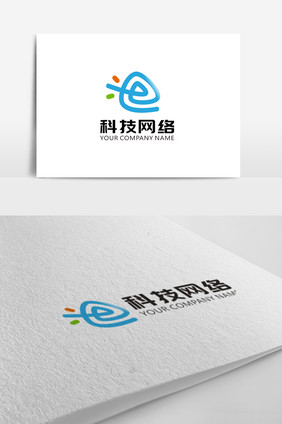 时尚大气e字母科技logo标志