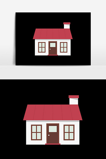 手绘红房顶房子插画元素图片