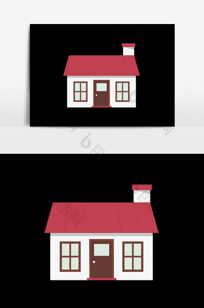 手绘红房顶房子插画元素