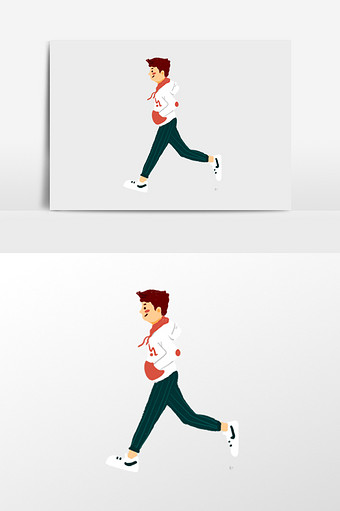 奔跑的男孩插画元素图片