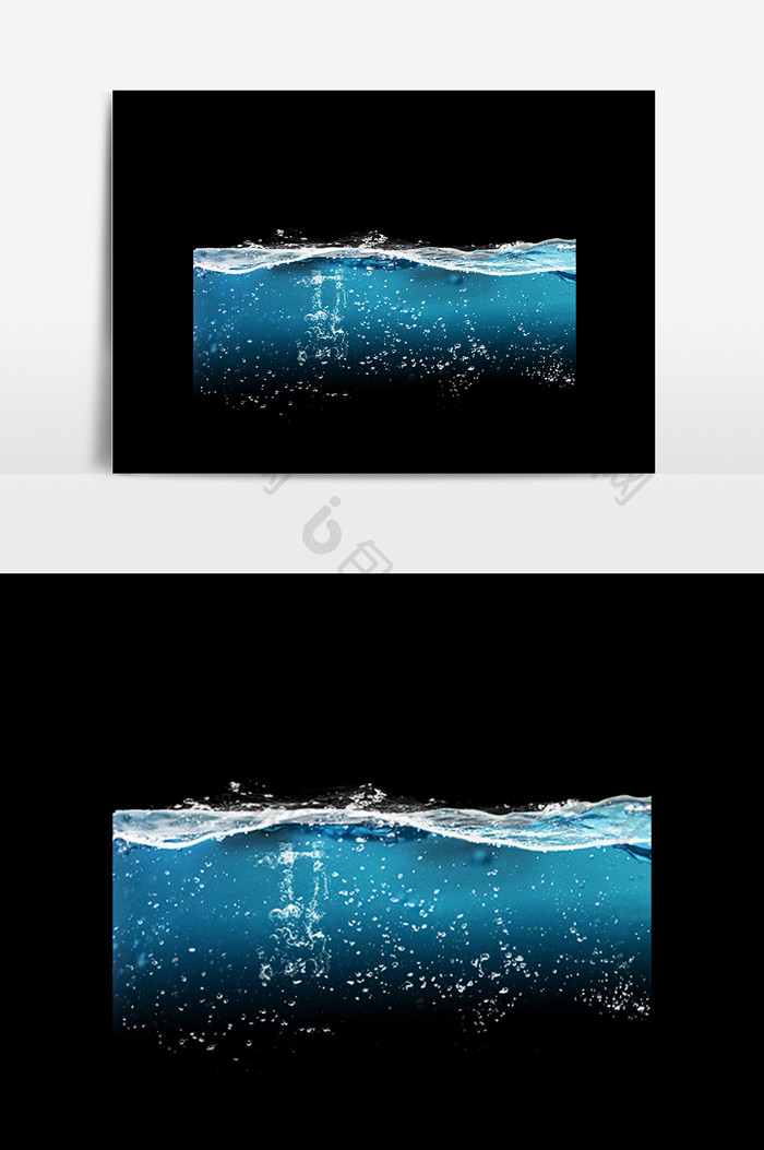 蓝色水面水中气泡图案元素