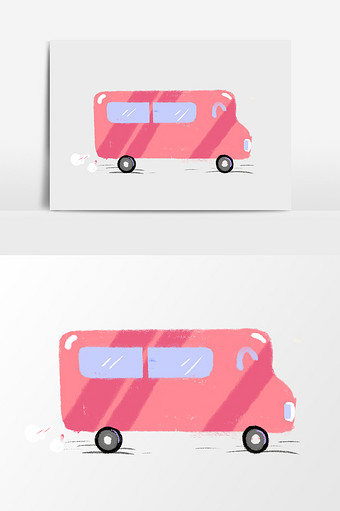 红色卡通免扣汽车校车图片下载