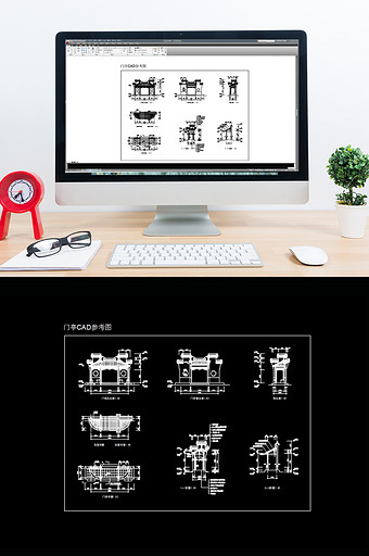 中式建筑门亭CAD参考图图片