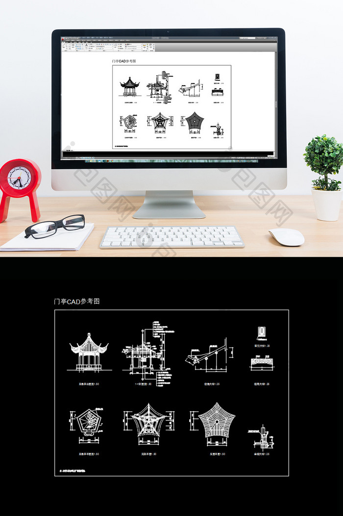 古建筑门亭CAD参考图纸