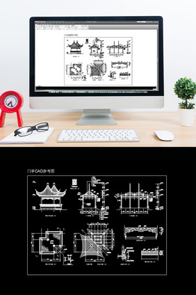 古代凉亭门亭CAD图纸