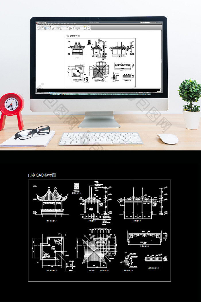 古代凉亭门亭CAD图纸