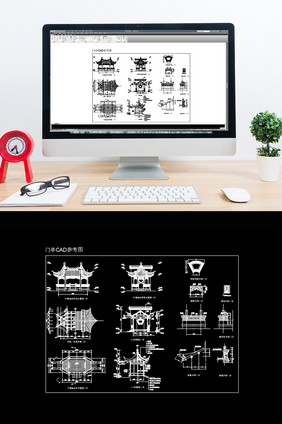 古代凉亭门亭CAD图纸