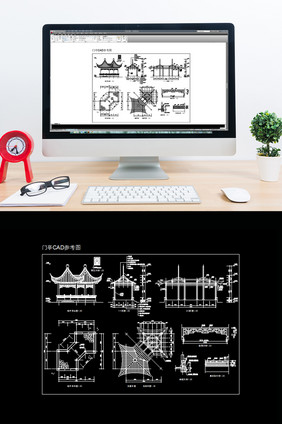 古代建筑门亭凉亭CAD参考图纸