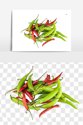 新鲜红绿辣椒元素图片