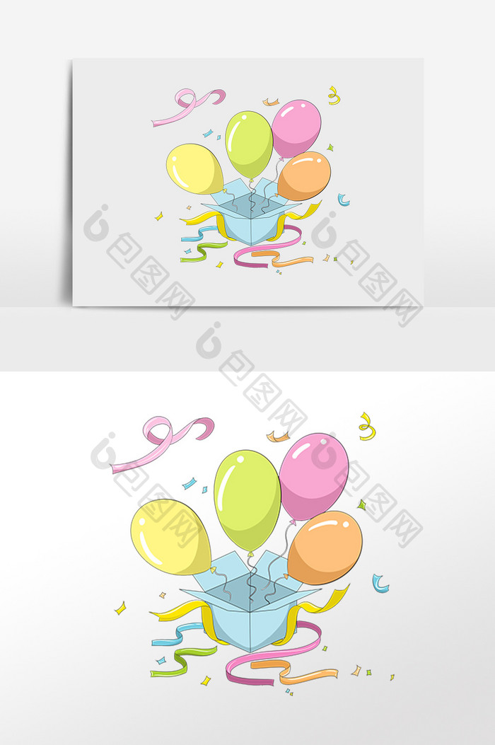 手绘节日彩色气球插画元素