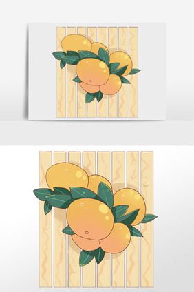 手绘橘子水果插画元素