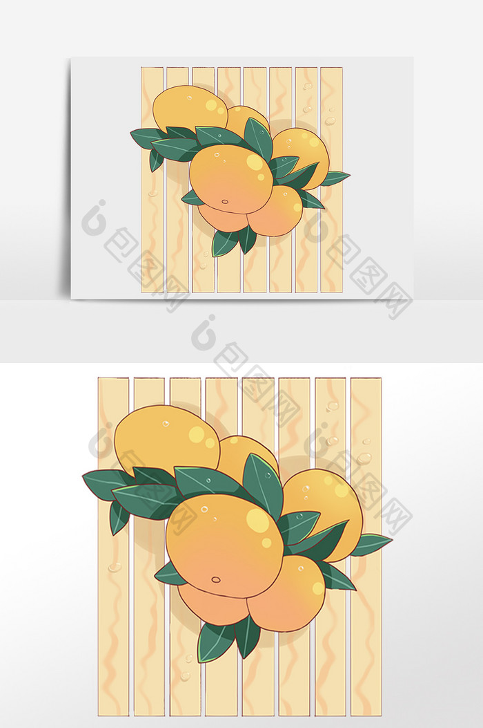 手绘橘子水果插画元素