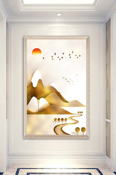 文艺大气立体山川风景玄关创意装饰画