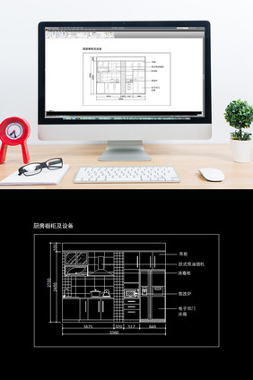现代橱柜厨房设备CAD图纸
