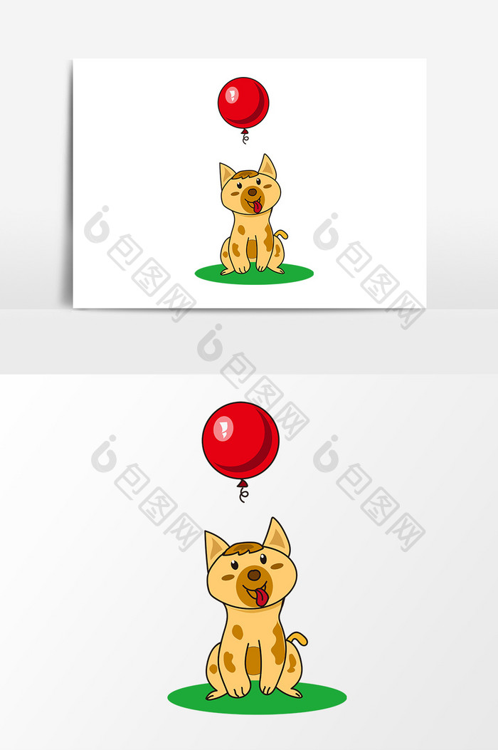 卡通动物小狗气球元素