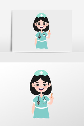 手绘卡通护士插画元素