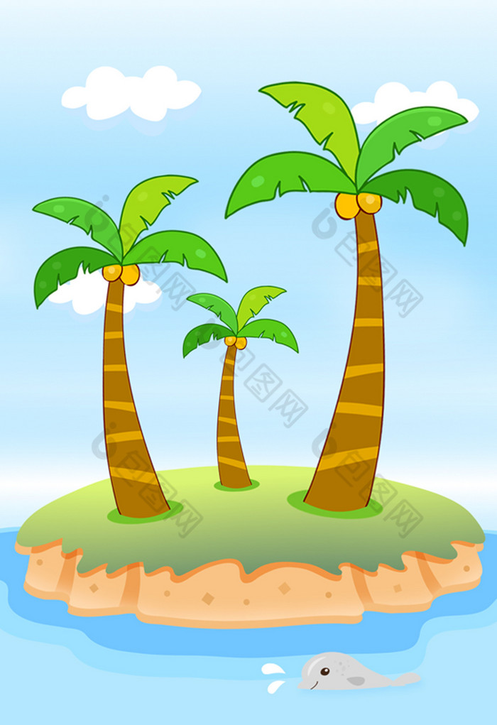 椰子小岛插画
