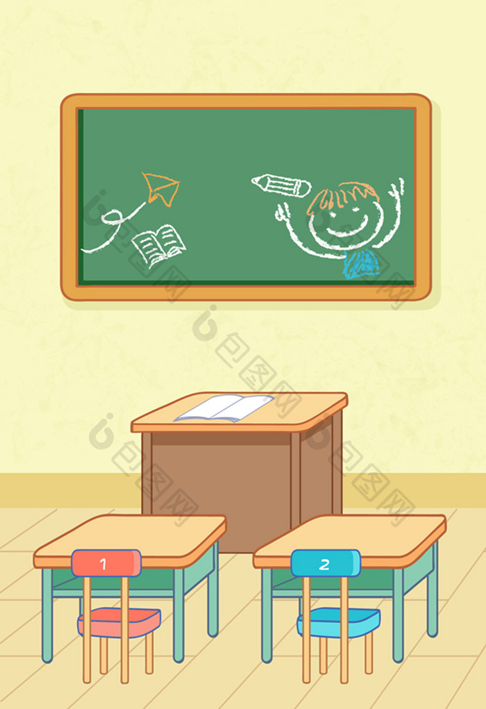 可爱卡通课堂教室背景素材