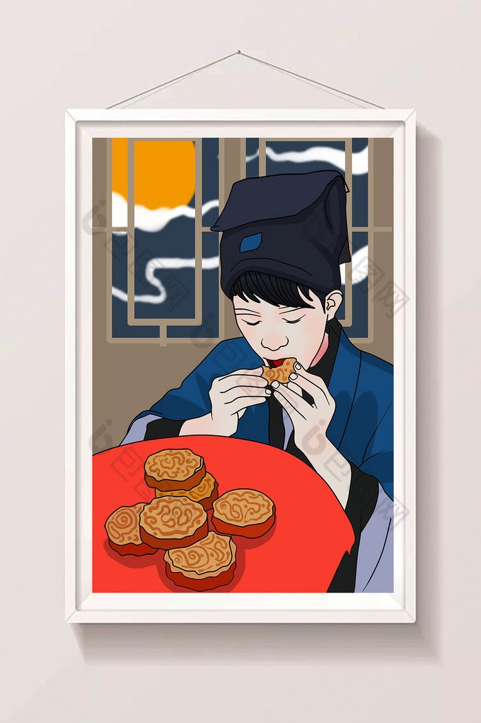 吃月饼古代中秋节图片
