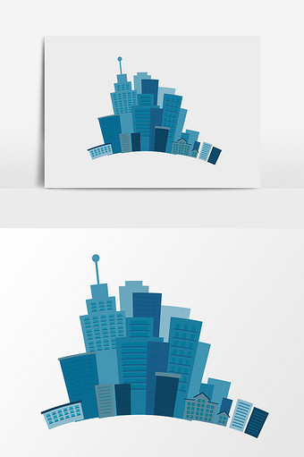 蓝色卡通建筑大楼图片