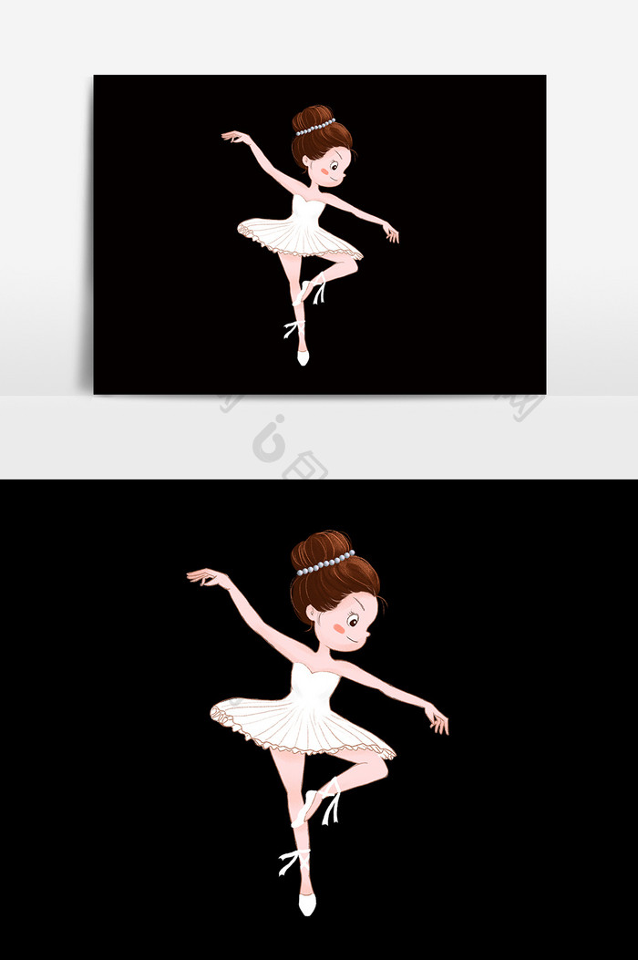 卡通跳芭蕾舞女孩