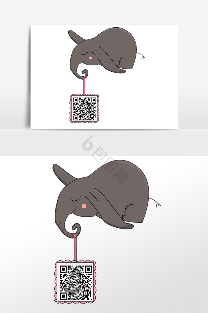 大象图标二维码插画图片