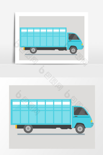 蓝色卡车运输工具矢量素材图片
