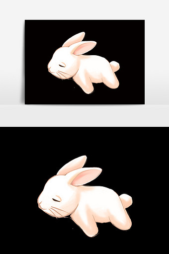 卡通睡觉小白兔素材图片