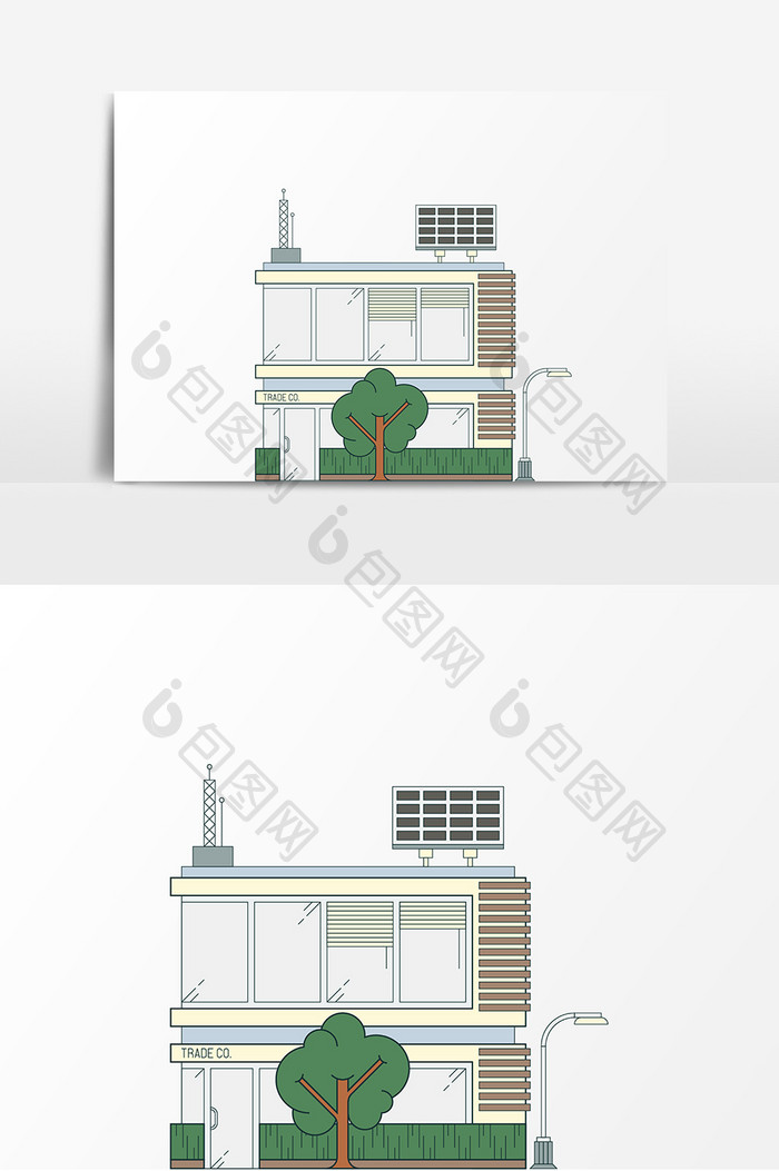 手绘卡通公司建筑元素