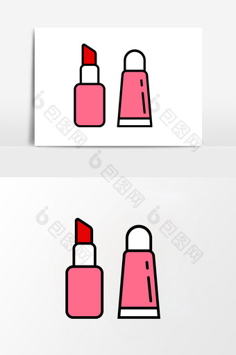 美容化妆品口红卡通矢量图图片