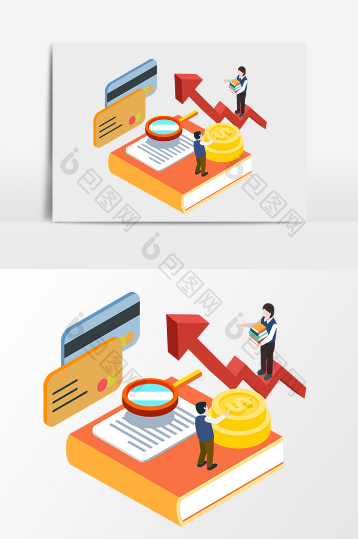 简洁立体金融商务业绩2.5D矢量元素
