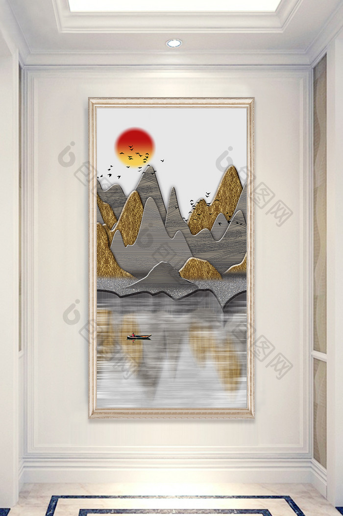 文艺大气立体山川风景玄关创意装饰画