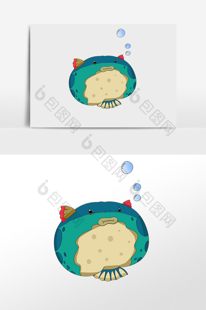 河豚鱼手绘元素插图