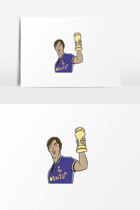 足球运动员奖杯插画