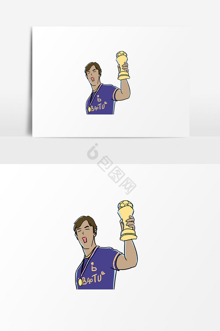 足球运动员奖杯插画图片