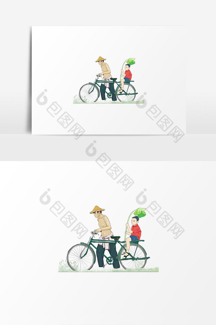 自行车元素矢量插画