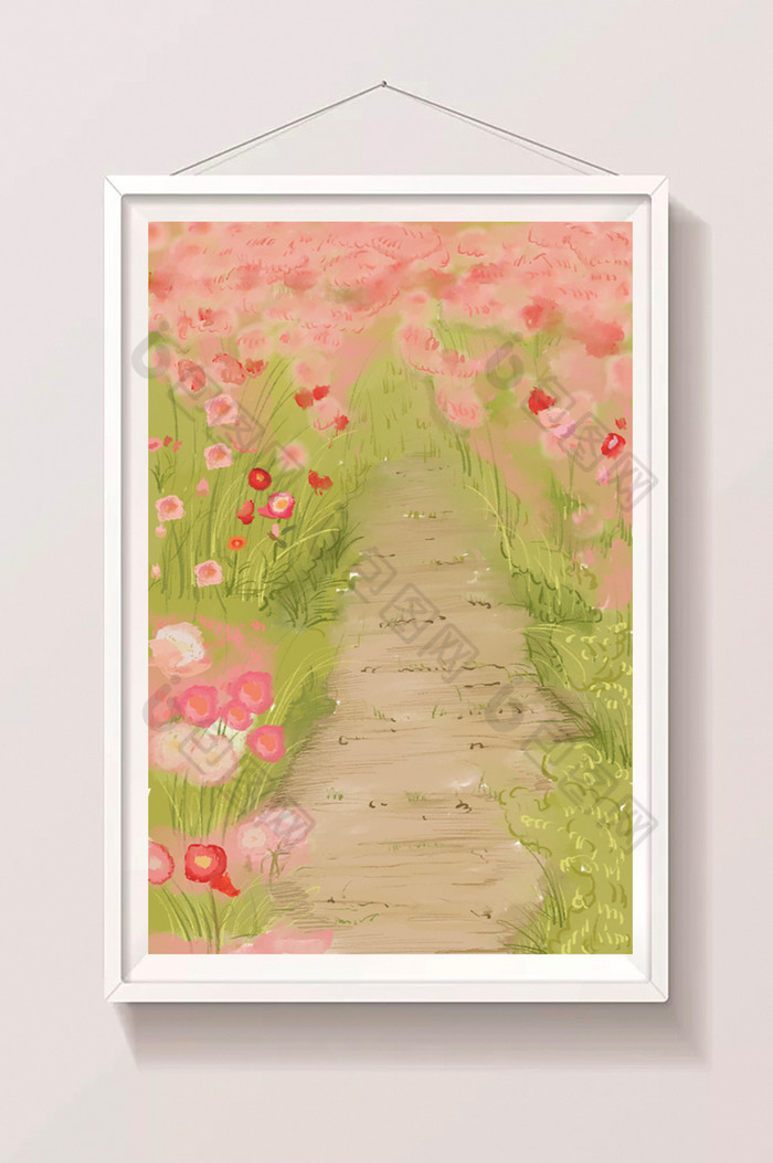 春天花丛插画