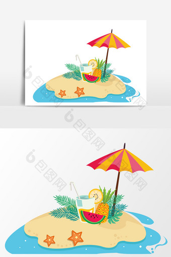 沙滩旅行阳光设计元素图片