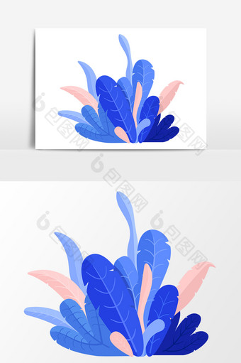 蓝色树叶设计元素图片