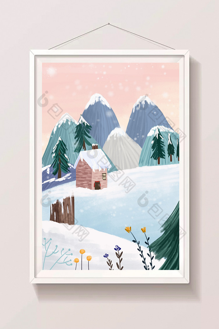 冬天雪景插画图片图片