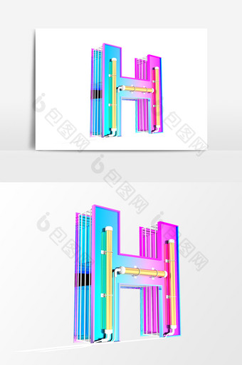 字母H金属艺术字元素素材设计图片