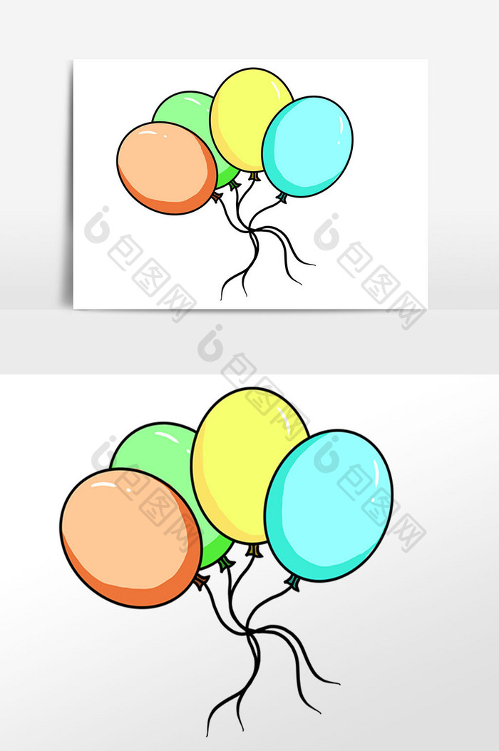 手绘国庆节彩色装饰气球插画素材