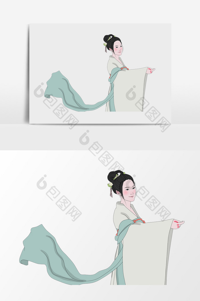 卡通免扣中国古代美女
