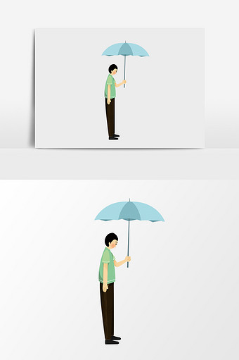 卡通手绘撑伞男人图片
