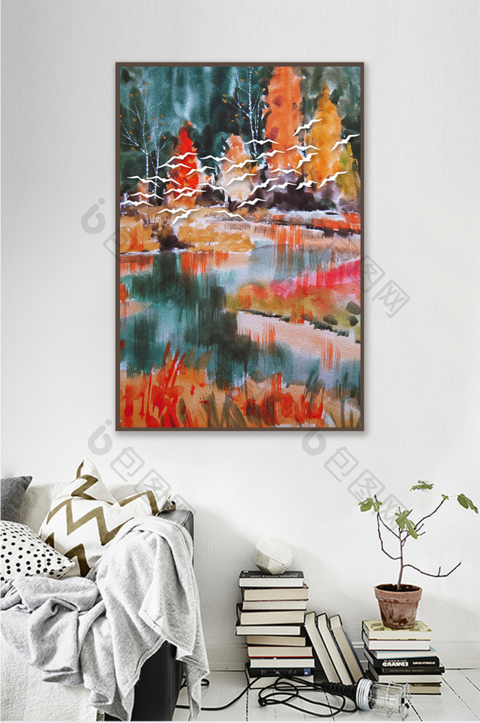 现代抽象山水油画风景装饰画-现代抽象山水油画风景装饰画效果图-【包图网】