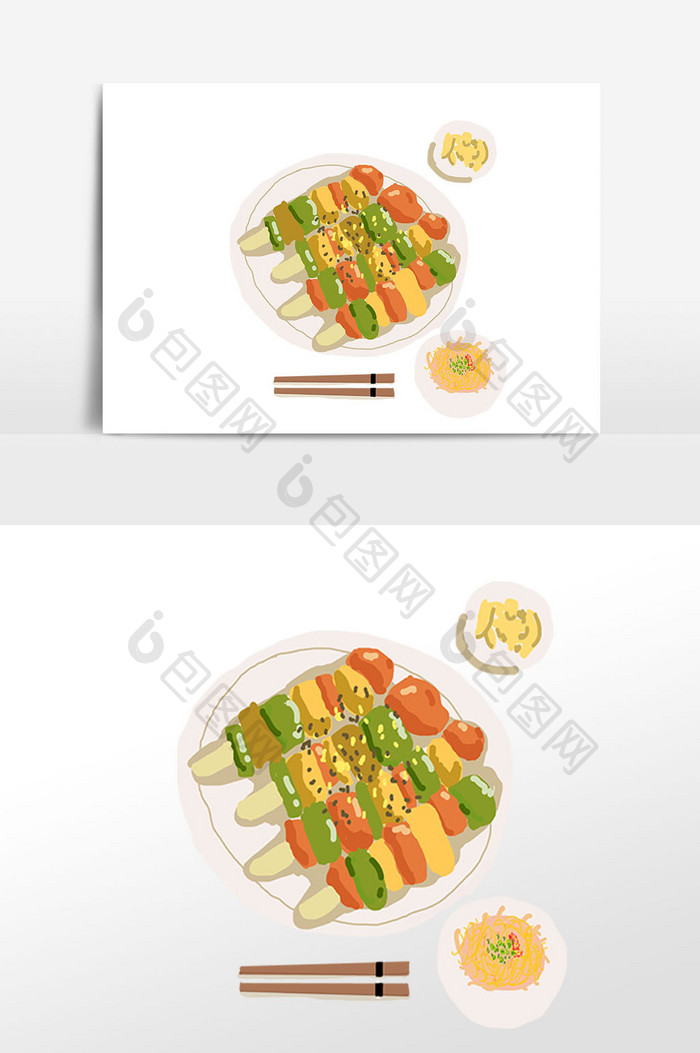 手绘特色美食插画素材